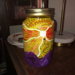 mountain trippy sky painted jar